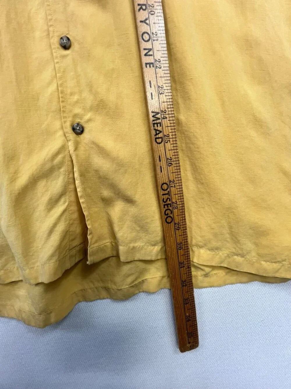 Saltaire Men's Linen Blend Button-Down Shirt Short Sleeve Size XL Yellow